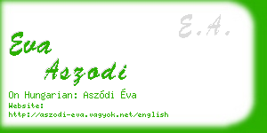 eva aszodi business card